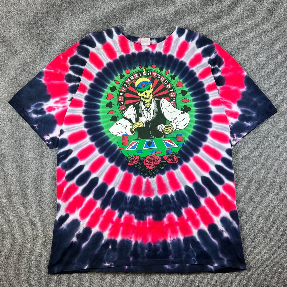 Grateful Dead Shirt Mens XL Tie Dye Poker Gambling Las Vegas Skeleton Skull